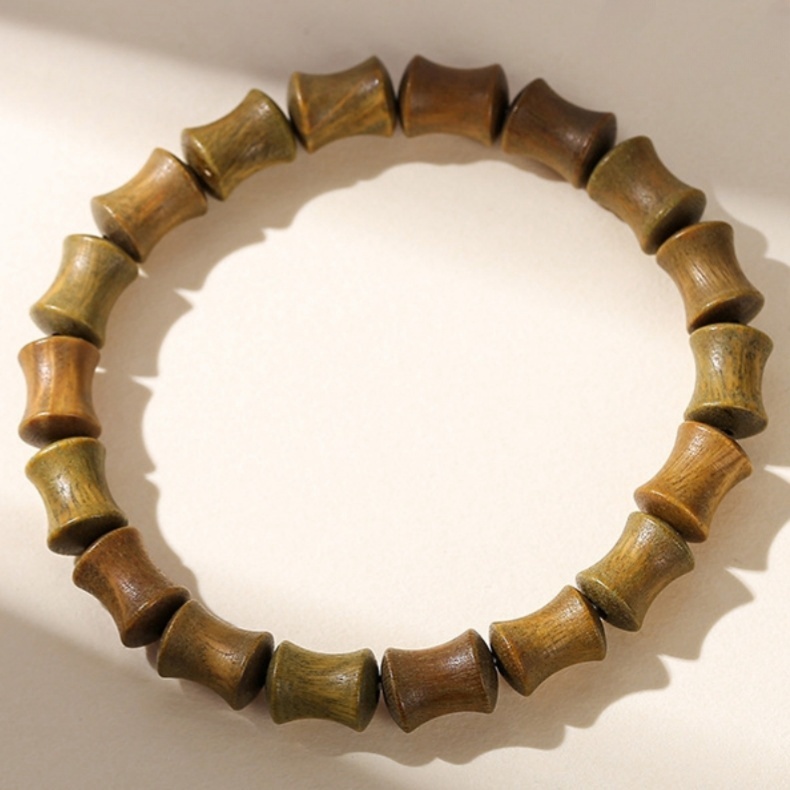 绿檀木竹节珠手链