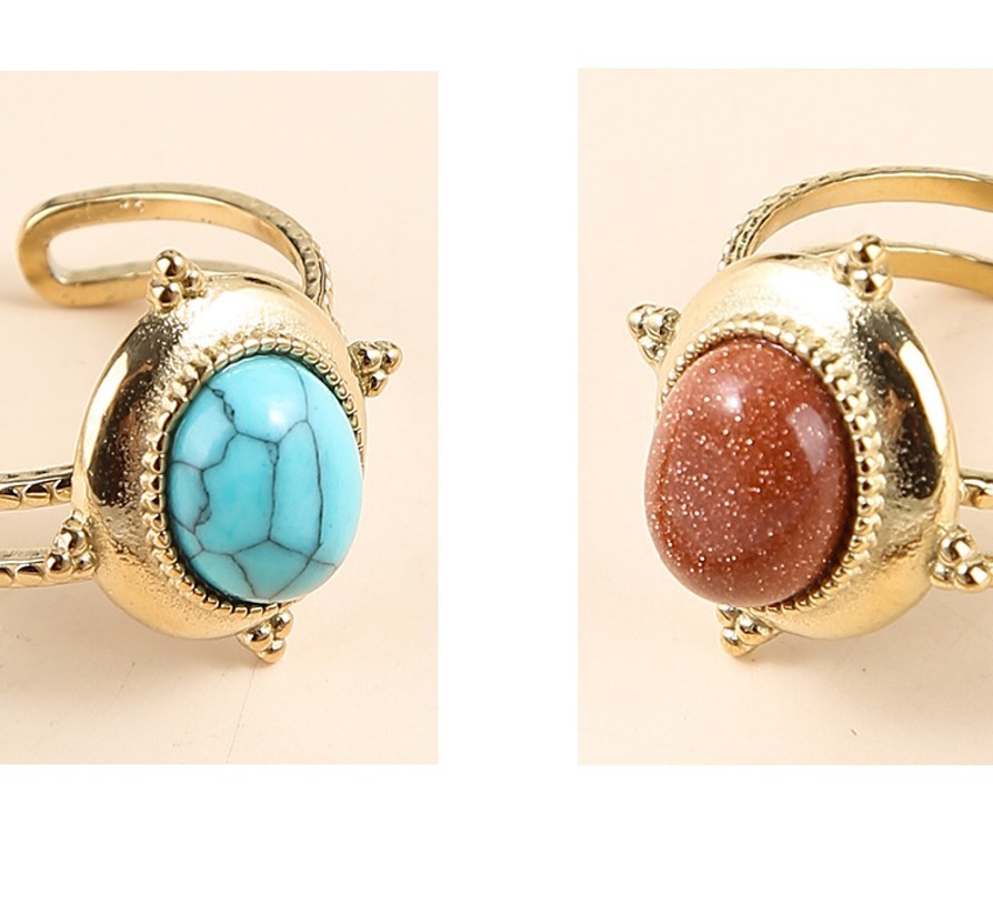 玛瑙玉石镶嵌镀金开口戒指