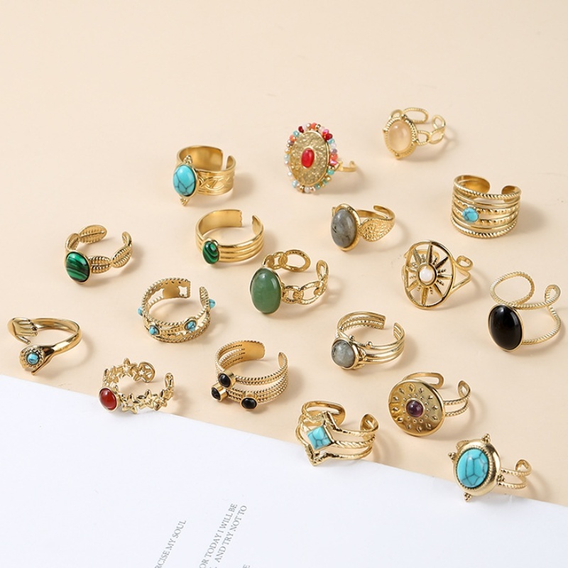 锈钢镀金开口戒指