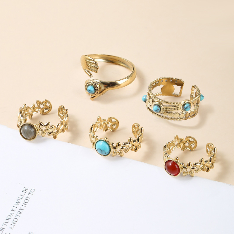 锈钢镀金开口戒指