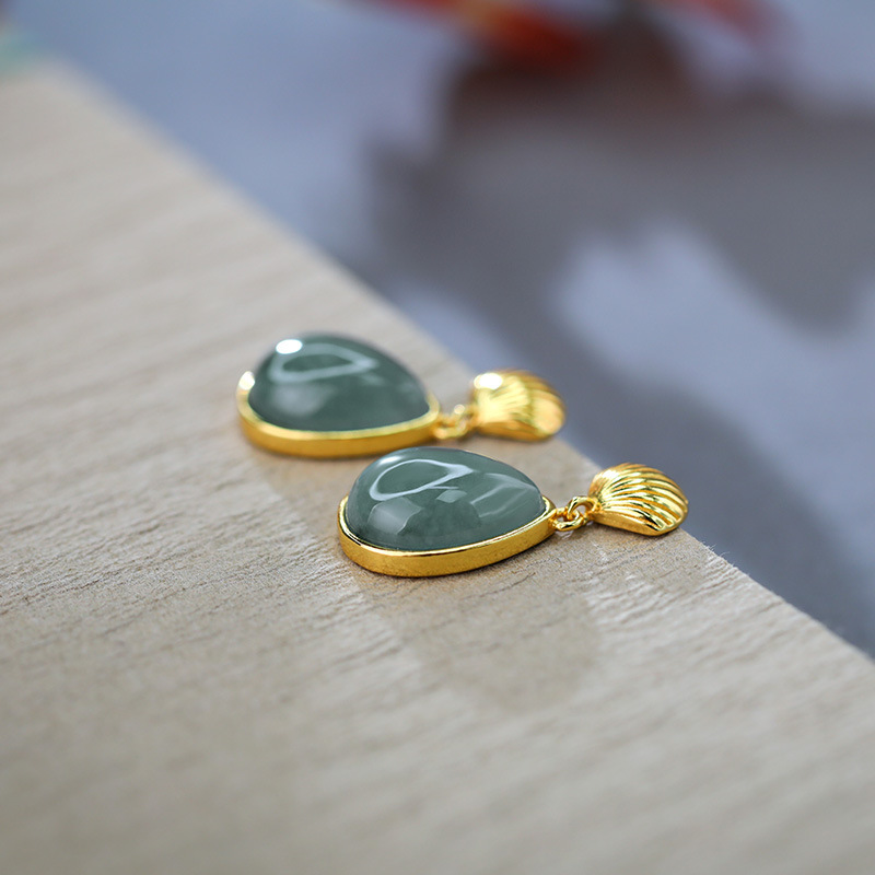 天然A货蓝水翡翠几何耳坠