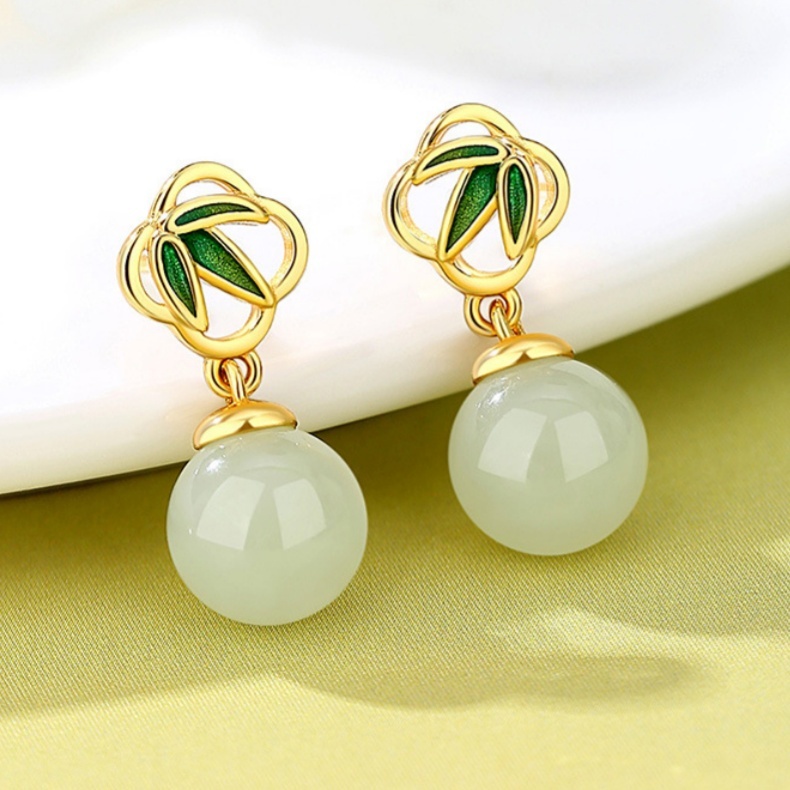 s925纯银竹叶天然和田玉