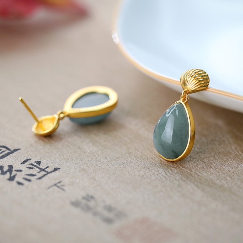 天然A货蓝水翡翠几何耳坠