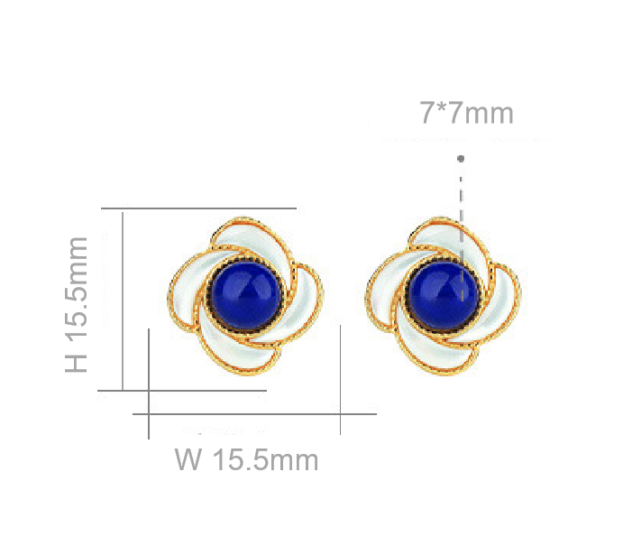 Gold-Plated Natural Nanhong Agate /Natural Lapis Lazuli Flower Earrings
