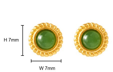 Natural Hetian Jade Green Cabochon Stud Earrings