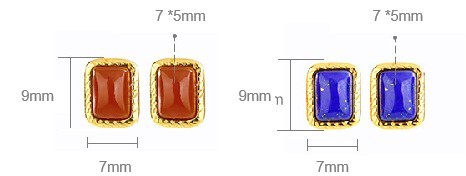Stud Earrings with Lapis Lazuli / Nanhong Agate