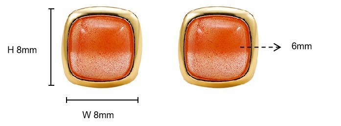 Natural South Red Agate/Orange sugar cube Stud Earrings