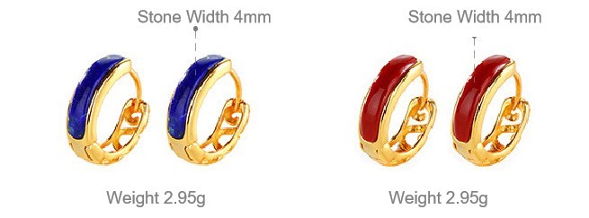 Natural Lapis Lazuli /Red Agate Gold-Plated Hoop Earrings