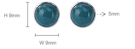 Natural Blue Jadeite Cabochon Stud Earrings