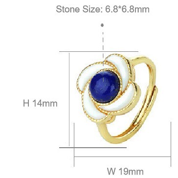 Gold-Plated White Mother-of-Pearl Red  Agate / Lapis Lazuli Adjustable Ring