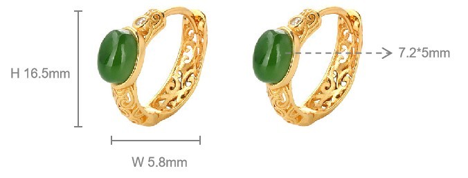 Gold-Plated Hetian Jade Green Earrings