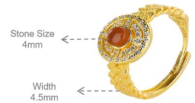 Cabochon Nanhong Agate Zircon Adjustable Ring