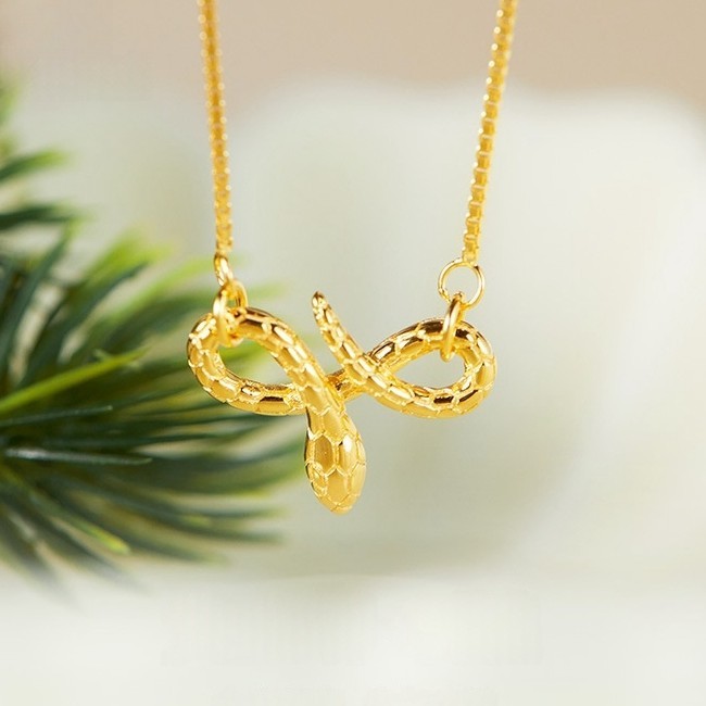 Sterling Silver Gold Zodiac Snake Pendant