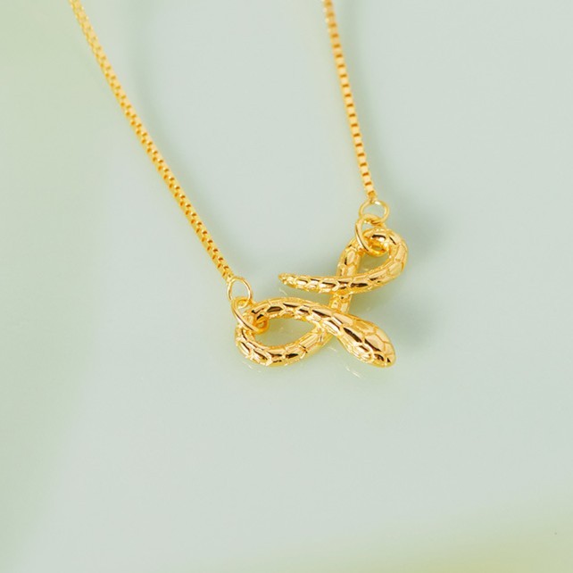 Sterling Silver Gold Zodiac Snake Pendant