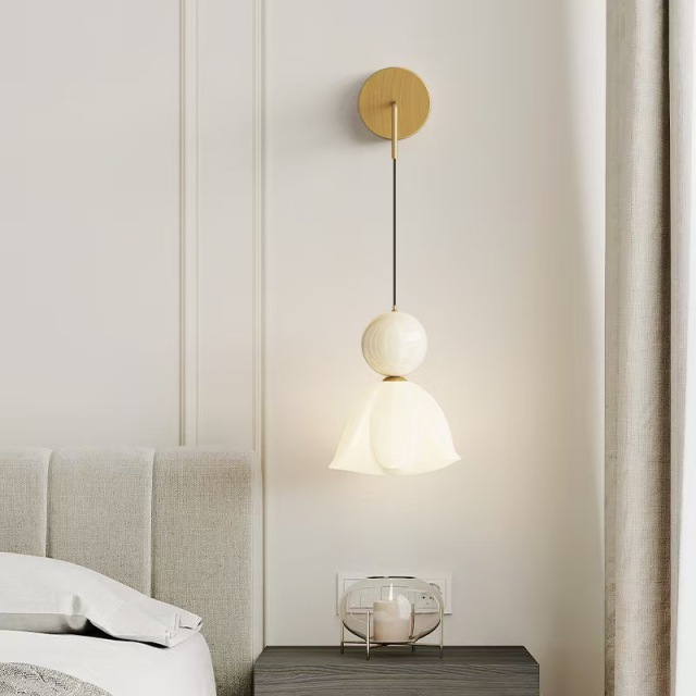 Sionige-Light luxury all-copper cream style corridor lamp simple modern bedside wall lamp second-hand designer lamp--TQ-L78