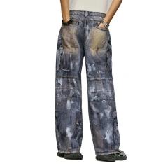 HEZ High Street Custom Full Print 3D Cargo Denim Baggy Wide Leg Jeans