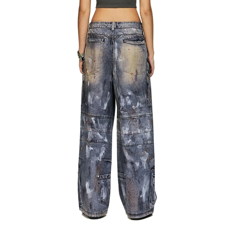 HEZ High Street Custom Full Print 3D Cargo Denim Baggy Wide Leg Jeans