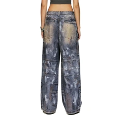 HEZ High Street Custom Full Print 3D Cargo Denim Baggy Wide Leg Jeans