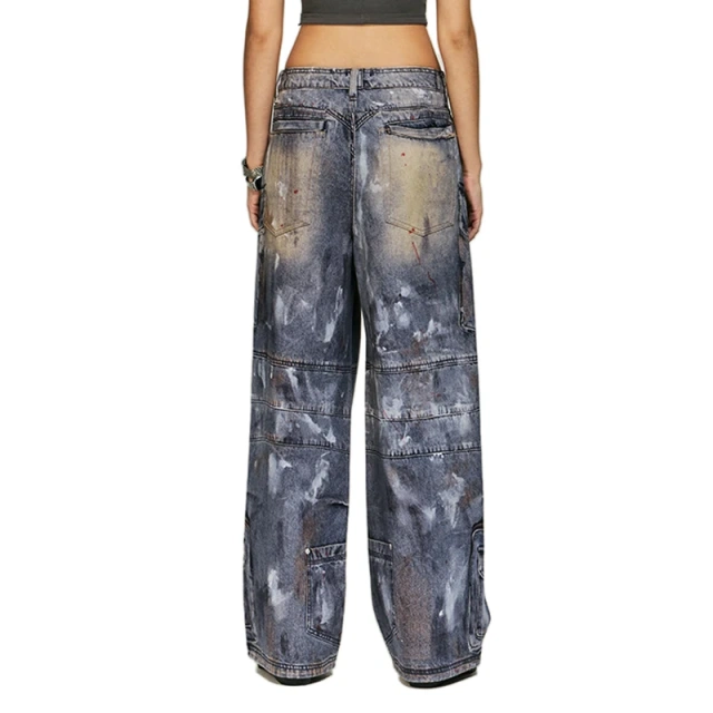 HEZ High Street Custom Full Print 3D Cargo Denim Baggy Wide Leg Jeans