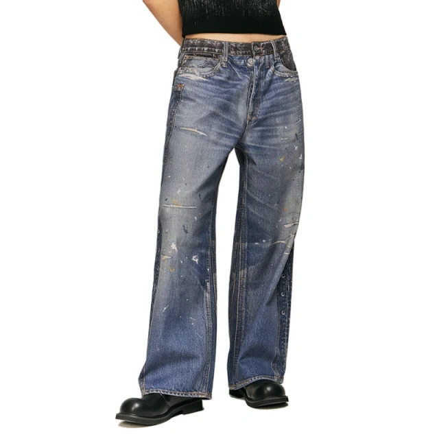 HEZ Custom streetwear cool transfer all over 3D digital printed trompe l'oeil denim pant loose wide leg baggy men's jeans