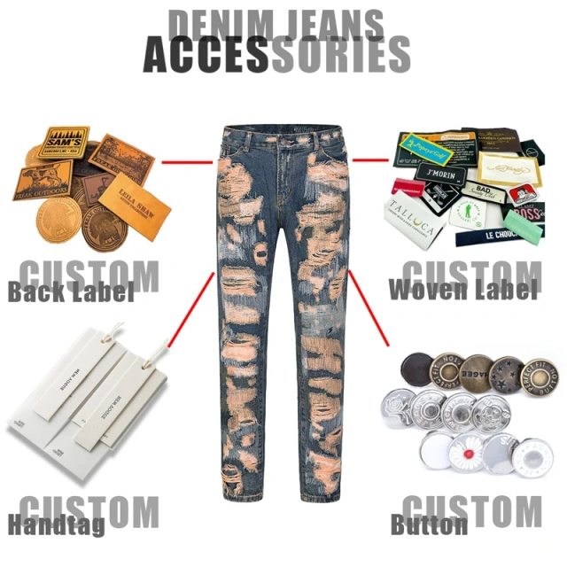 HEZ Hip Hop Streetwear Vintage Raw Edge Distressed Denim Flare Jeans for Men