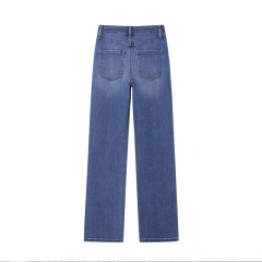 HEZ Custom OEM/ODM Loose Straight Fit Female Jeans Casual Wide Leg Women's Pants High Waist Denim Pant Oversize Long Trousers
