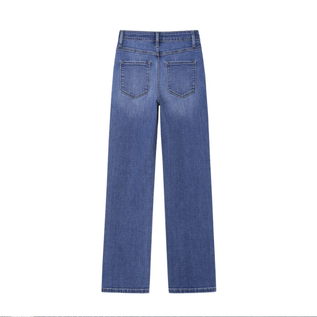 HEZ Custom OEM/ODM Loose Straight Fit Female Jeans Casual Wide Leg Women's Pants High Waist Denim Pant Oversize Long Trousers