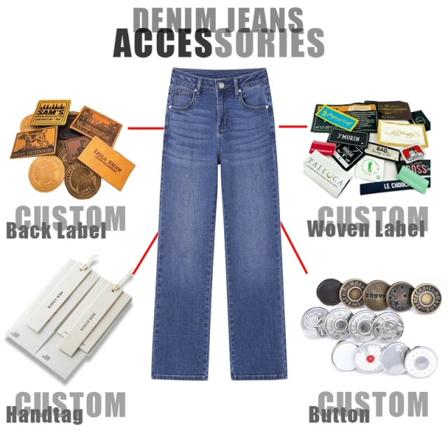 HEZ Custom OEM/ODM Loose Straight Fit Female Jeans Casual Wide Leg Women's Pants High Waist Denim Pant Oversize Long Trousers