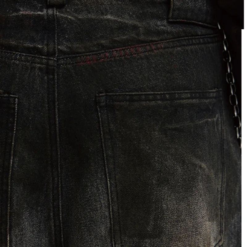 HEZ Jeans custom factory OEM service heavy weight loose baggy wide leg denim pants wide leg mud washed denim jeans for men