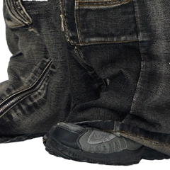 HEZ Custom jeans factory heavy weight retro wash loose baggy cargo denim pants hip hop multi pocket cargo jeans for men