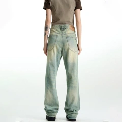 HEZ Manufacturer Denim Wholesale Price Women Loose Straight Denim Fit Jeans Distressed Vintage Washed Relaxed Fit Jeans