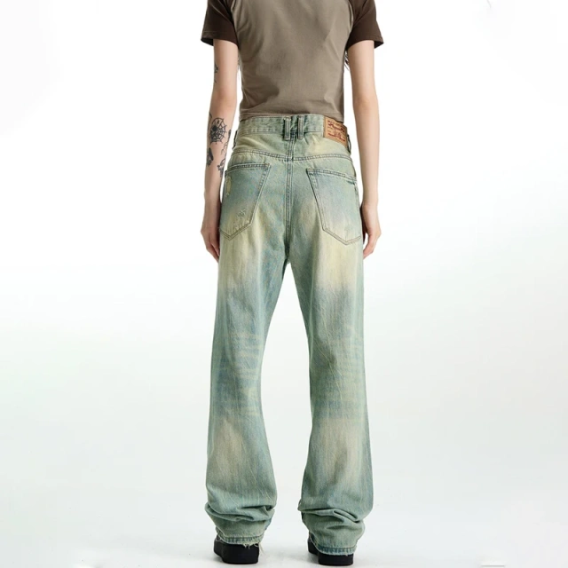 HEZ Manufacturer Denim Wholesale Price Women Loose Straight Denim Fit Jeans Distressed Vintage Washed Relaxed Fit Jeans