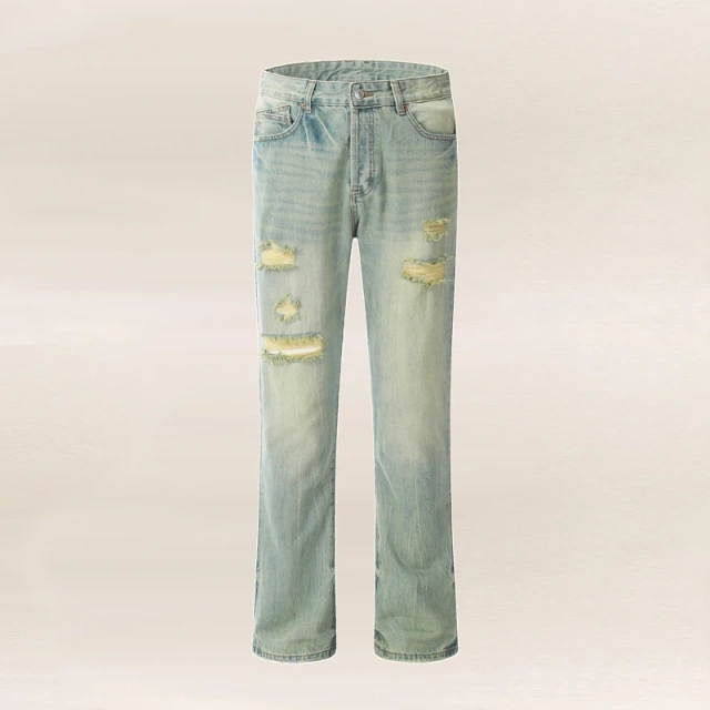 HEZ Manufacturer Denim Wholesale Price Women Loose Straight Denim Fit Jeans Distressed Vintage Washed Relaxed Fit Jeans