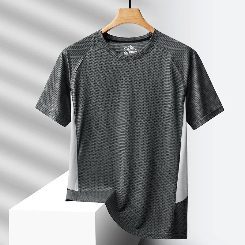 Sport Men'S GYM Quick Dry Mesh T-shirts Fashion For 2023 Summer Short Sleeves Black White Tshirt Top Tees Oversized 4XL 5XL