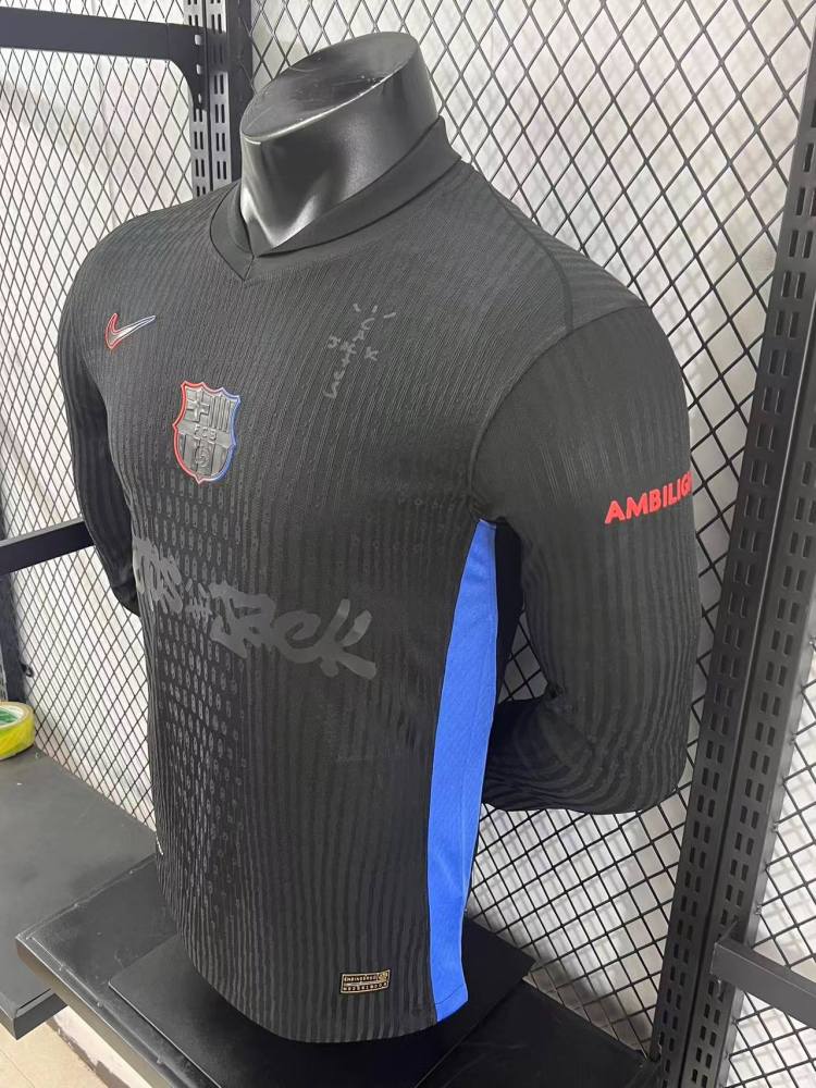 2025/26 Barcelona Away Barça x Spotify x Travis Scott Long Sleeves Player Version Jersey 