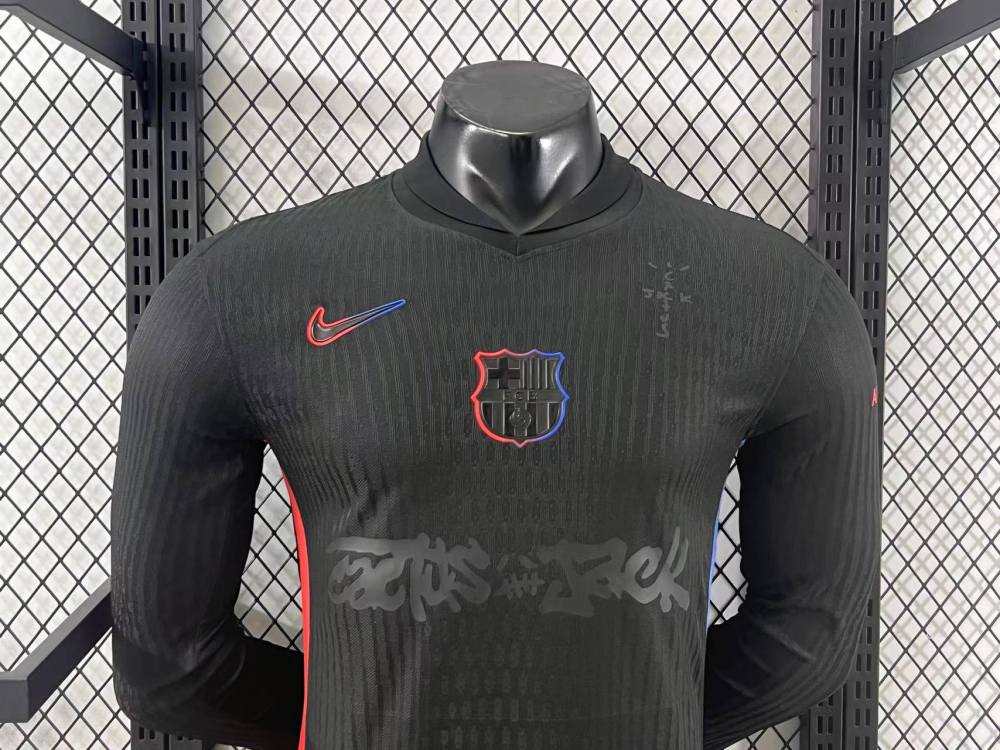2025/26 Barcelona Away Barça x Spotify x Travis Scott Long Sleeves Player Version Jersey 