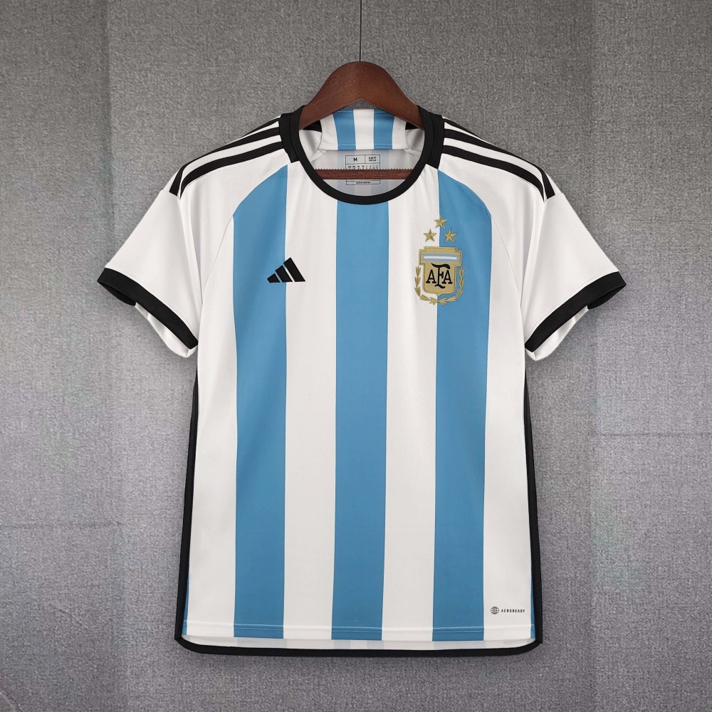 2022 World Cup Argentina Home 3-Star Retro Jersey 