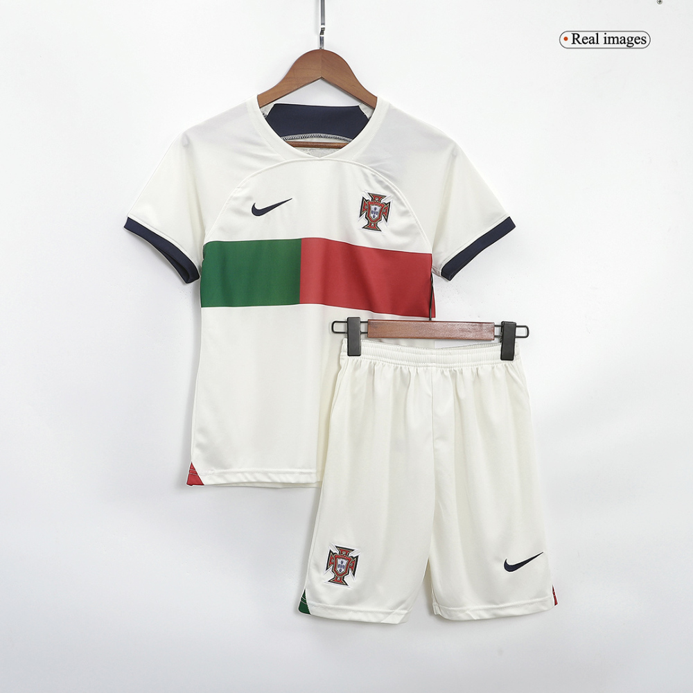 2022 World Cup Portugal Kids Jersey Away Kit(Jersey+Shorts)