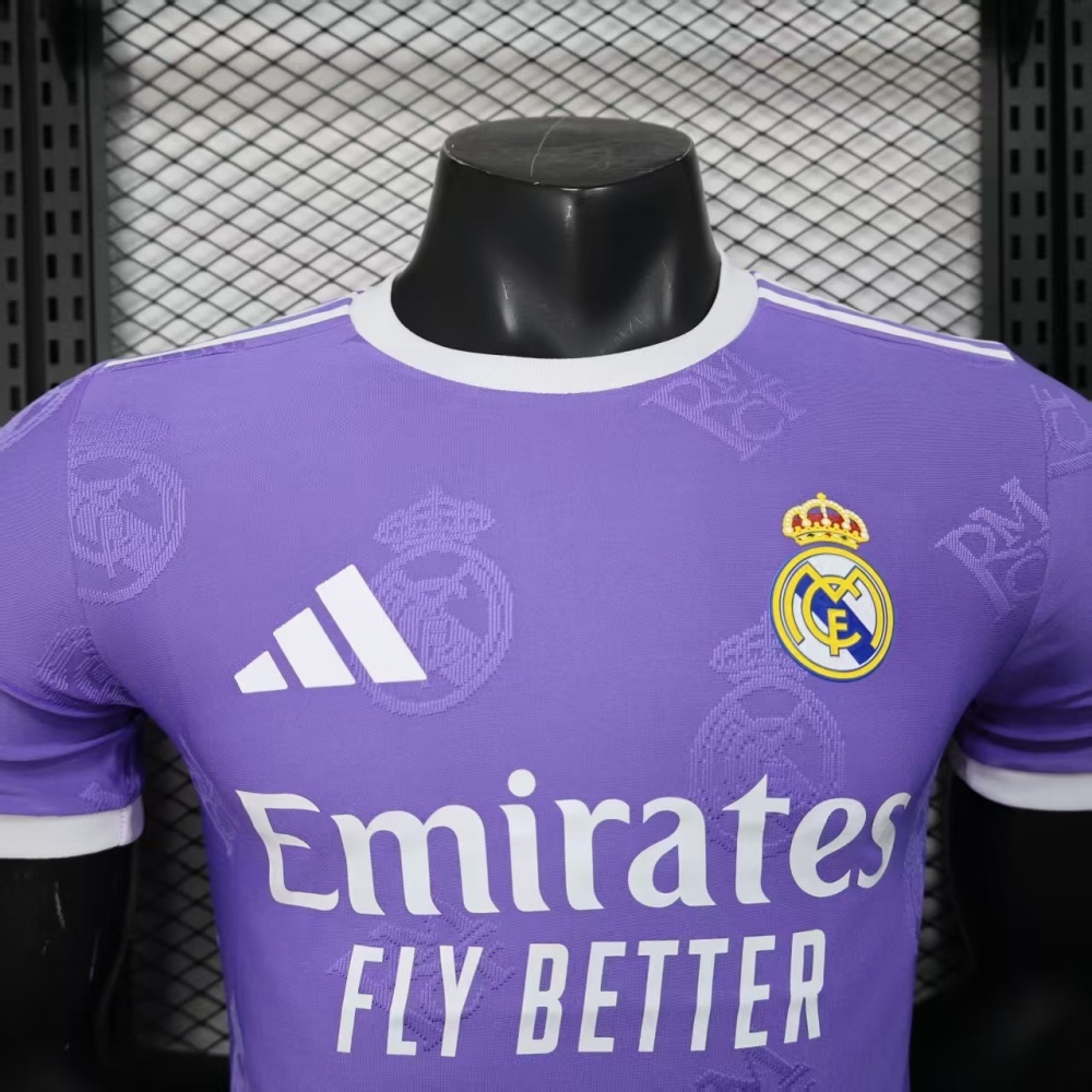  2025/26 Real Madrid Special Player Version Jersey | Purple Base with White Collar Polo Soccer Shirt