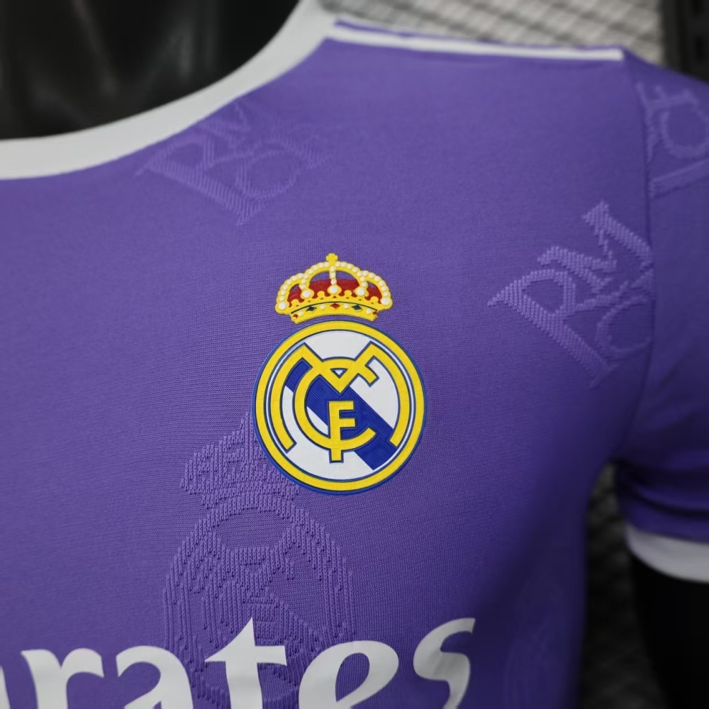  2025/26 Real Madrid Special Player Version Jersey | Purple Base with White Collar Polo Soccer Shirt