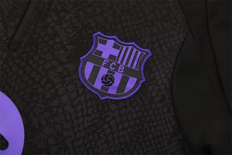 2025/26 Barcelona Blue Half Pull Long Sleeve Soccer Training Suit