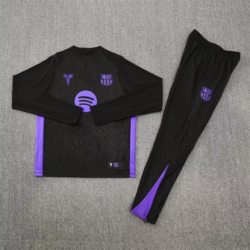 2025/26 Barcelona Blue Half Pull Long Sleeve Soccer Training Suit