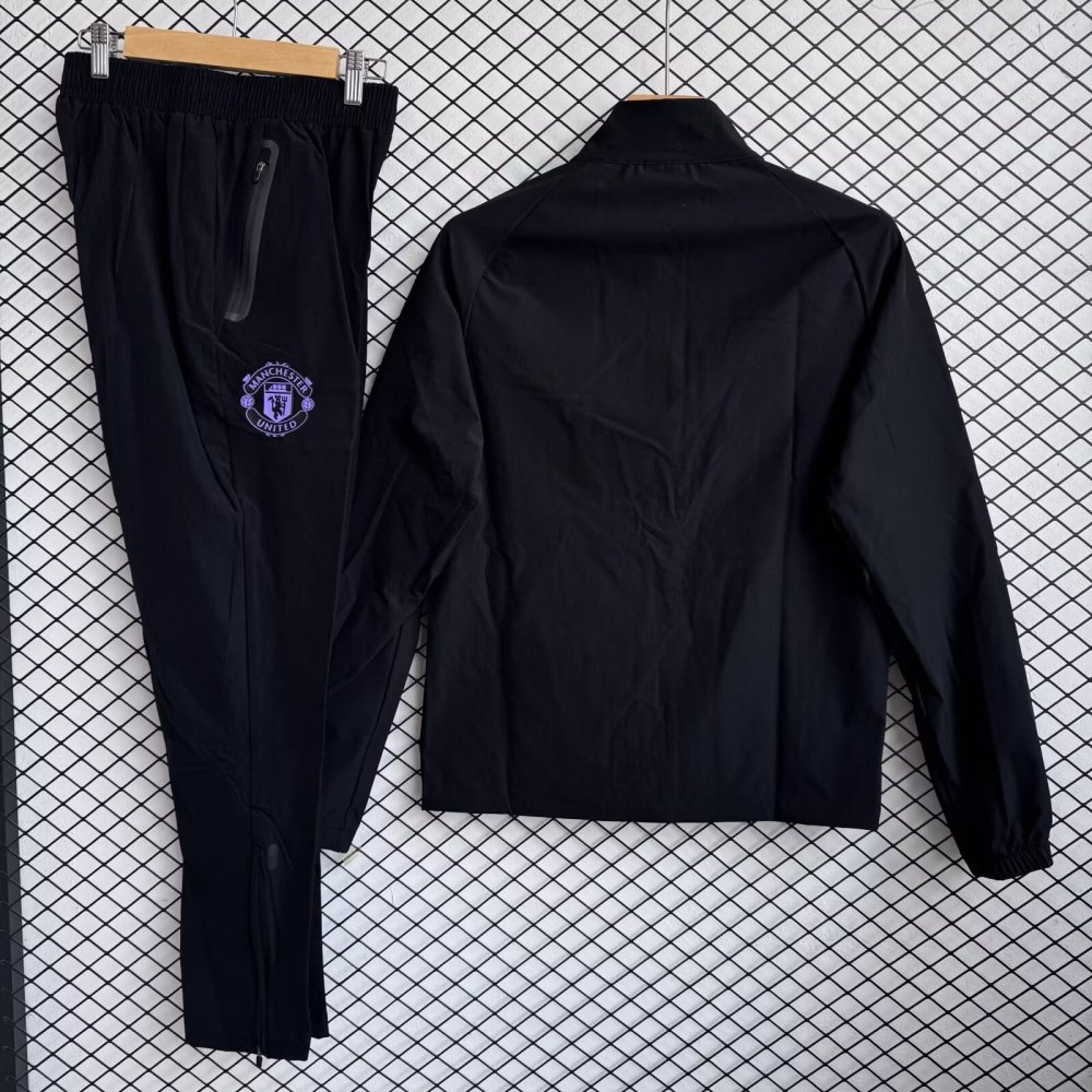 2025/26 Manchester United Black Windbreaker Set
