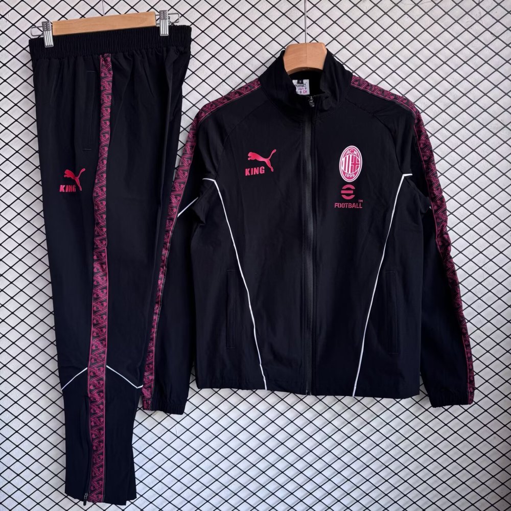 2025/26 AC Milan Black Windbreaker Set