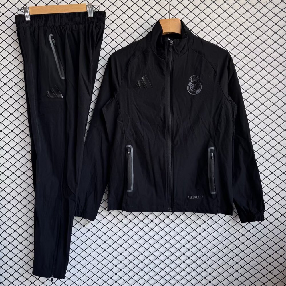2025/26 Real Madrid Black Windbreaker Set