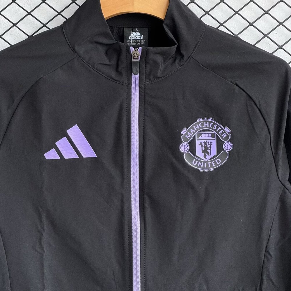 2025/26 Manchester United Black Windbreaker Set