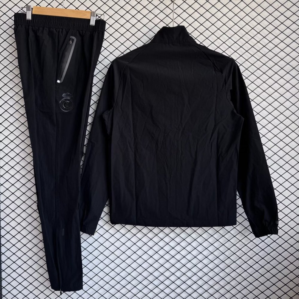 2025/26 Real Madrid Black Windbreaker Set