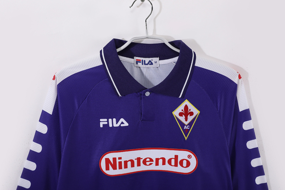 1998/99 Fiorentina Home long sleeved Retro Soccer Jersey Replica jersey RUI COSTA #10  BATISTUTA #9