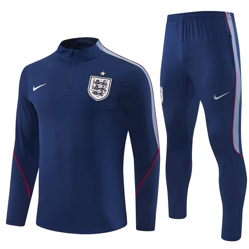 2026/27 England Royal Blue Half Pull Training Suit Soccer Jersey For Adult & Kids