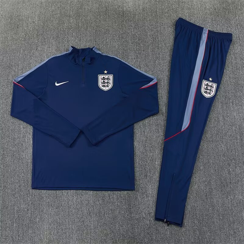 2026/27 England Royal Blue Half Pull Training Suit Soccer Jersey For Adult & Kids